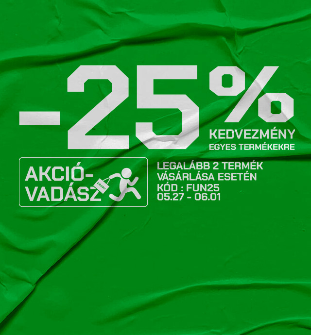 Promóció egyes termékekre: 25% kedvezmény legalább két termék vásárlásakor kuponkóddal, FUN25; érvényes 05.27–06.01.