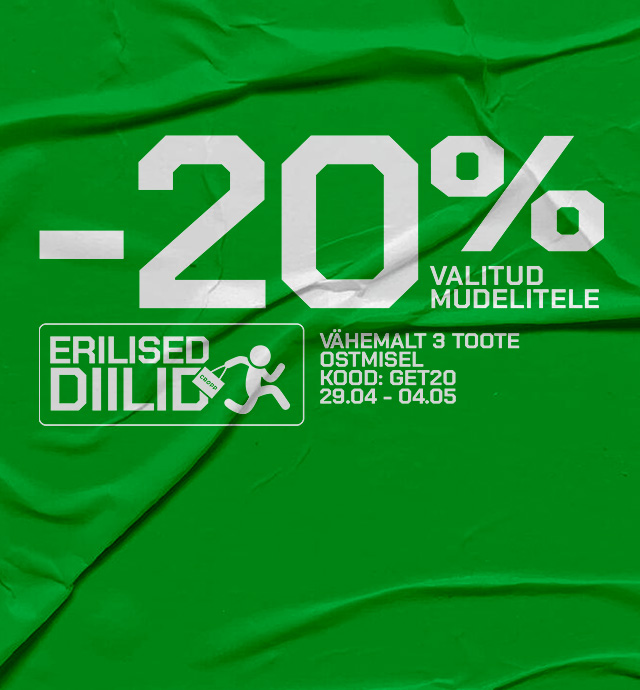 Reklaam eripakkumisest: 20% allahindlus valitud toodetele, kehtib mitme toote ostmisel kampaaniaperioodil sooduskoodi kasutades
