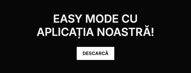 Promovare a modului Easy disponibil prin aplicație, cu invitație de a descărca aplicația pentru acces mai simplu.