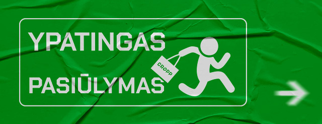 Ypatingas pasiūlymas su nuolaidomis. Ikona rodo žmogų, nešantį pirkinių krepšį. Spustelėkite, jei norite sužinoti daugiau informacijos arba pasinaudoti pasiūlymu.